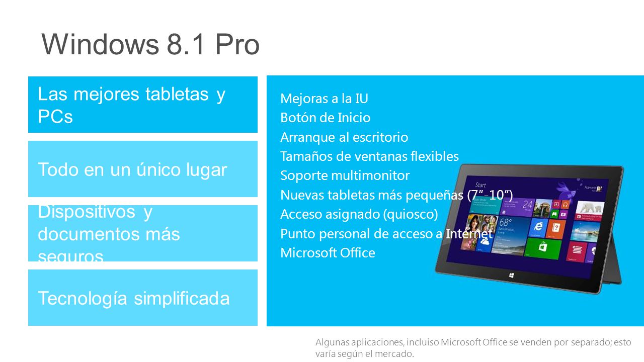 Windows 8.1 Pro Las mejores tabletas y PCs Todo en un único lugar