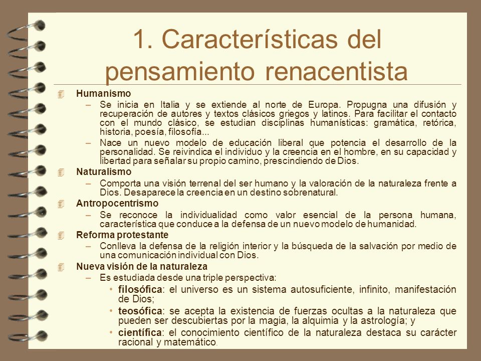 1. Características del pensamiento renacentista