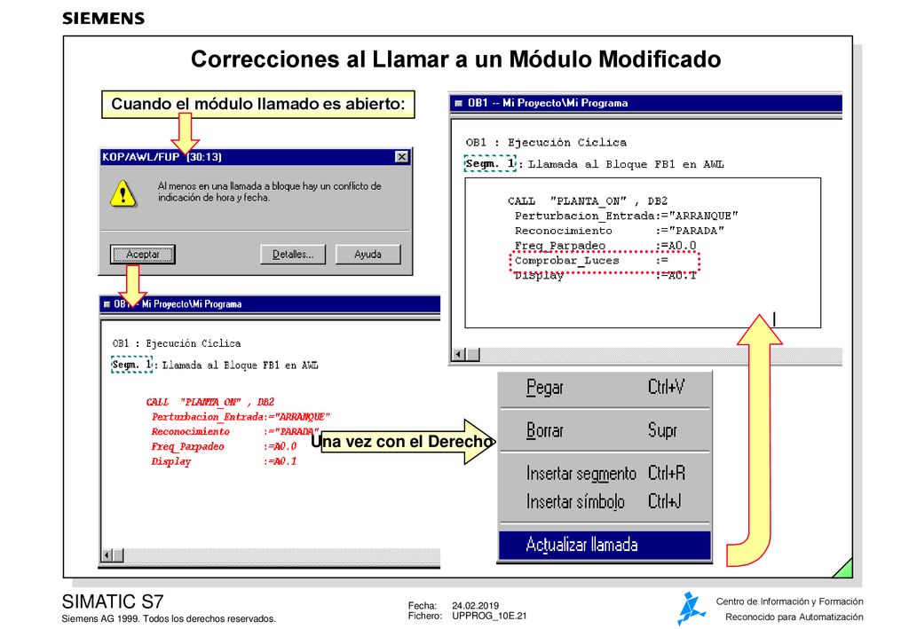 Correcciones al Llamar a un Módulo Modificado