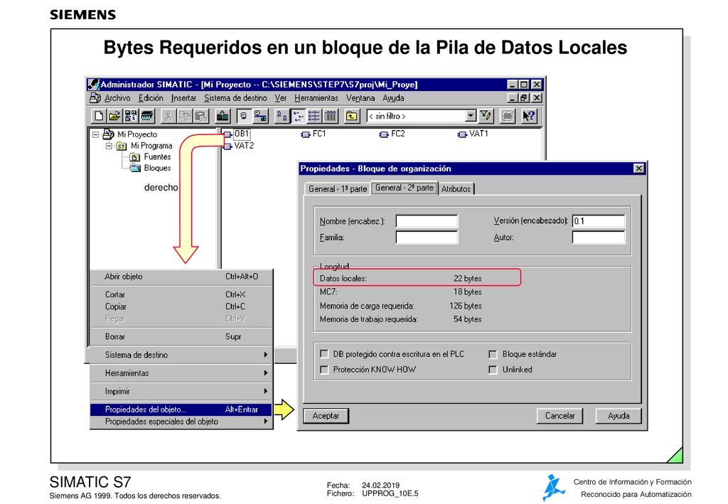 Bytes Requeridos en un bloque de la Pila de Datos Locales