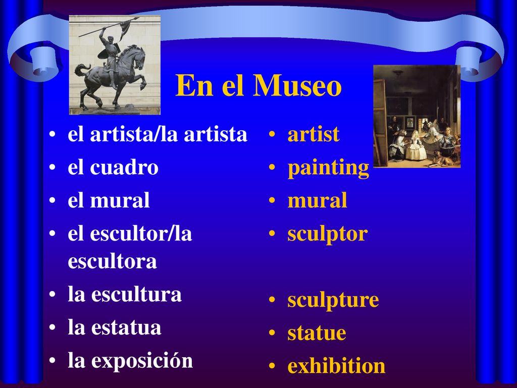 En el Museo el artista/la artista el cuadro el mural