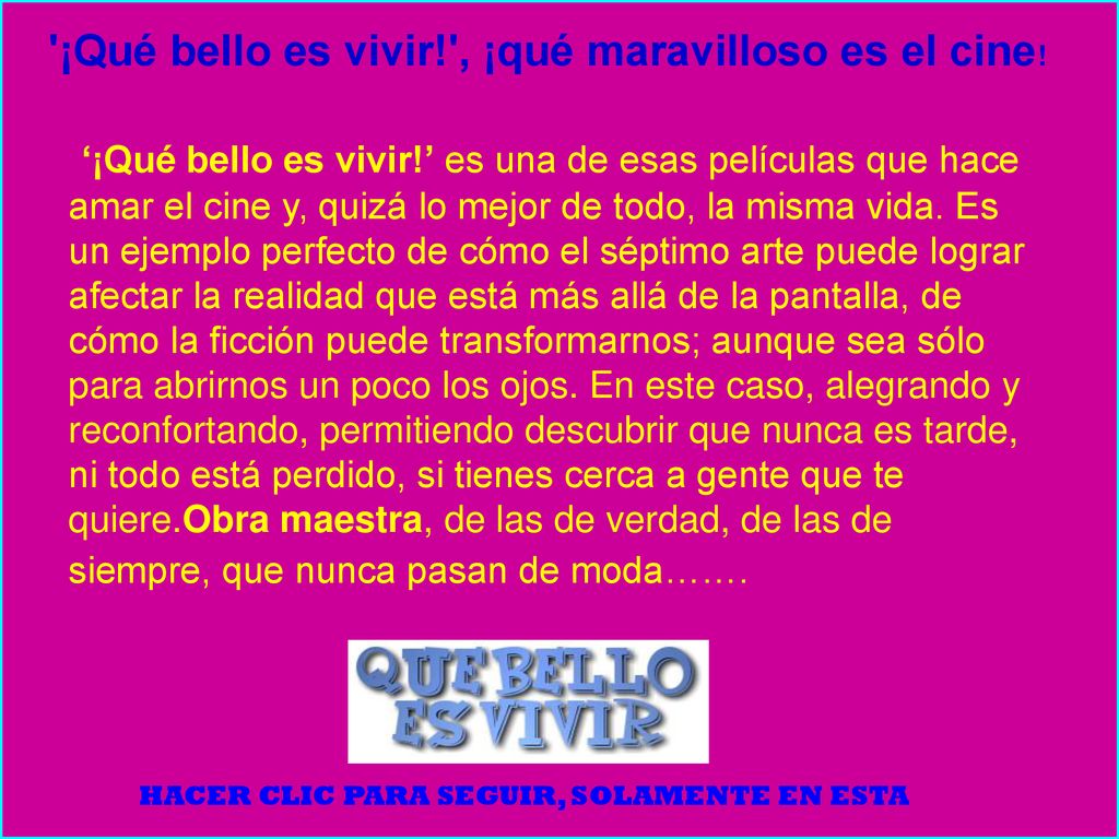¡Qué bello es vivir! , ¡qué maravilloso es el cine!