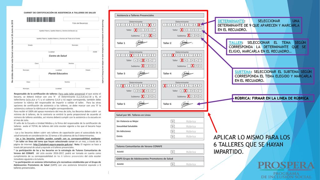 APLICAR LO MISMO PARA LOS 6 TALLERES QUE SE HAYAN IMPARTIDO.