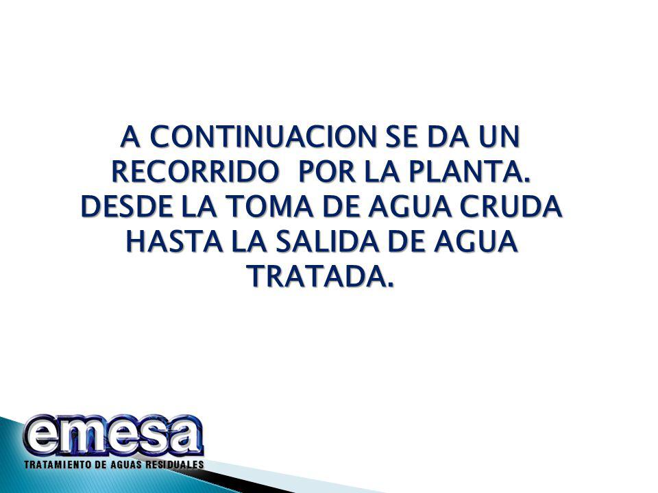 A CONTINUACION SE DA UN RECORRIDO POR LA PLANTA.