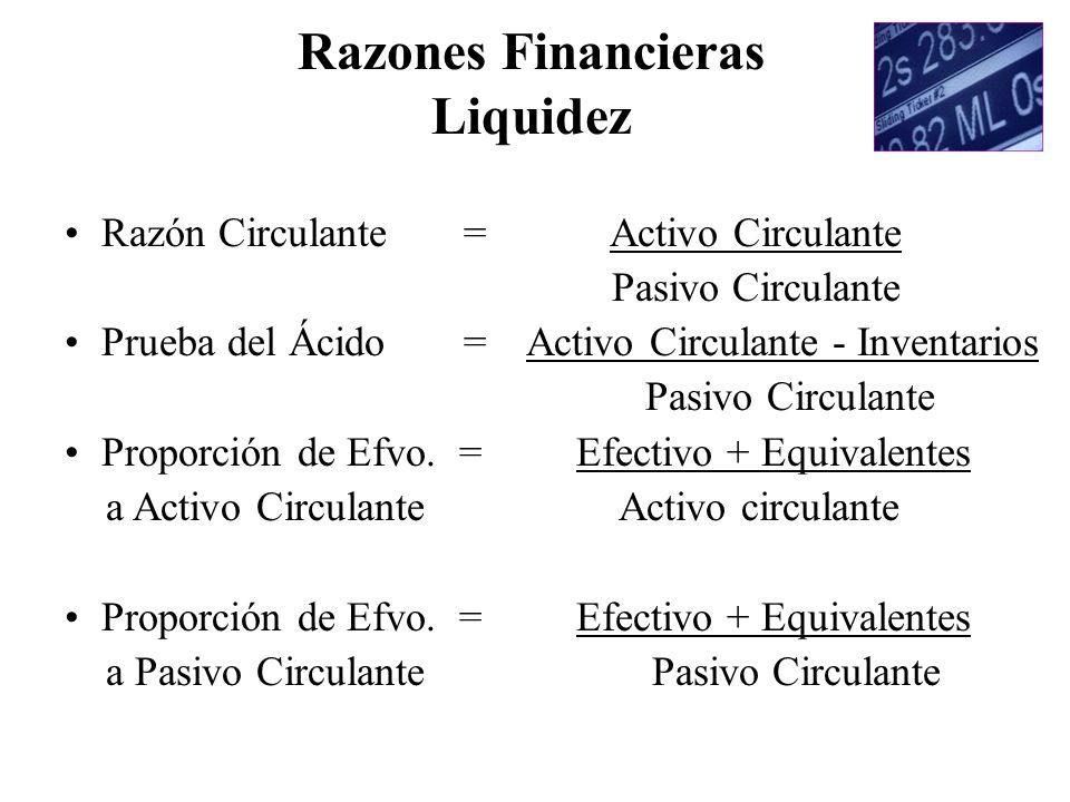 Razones Financieras Liquidez