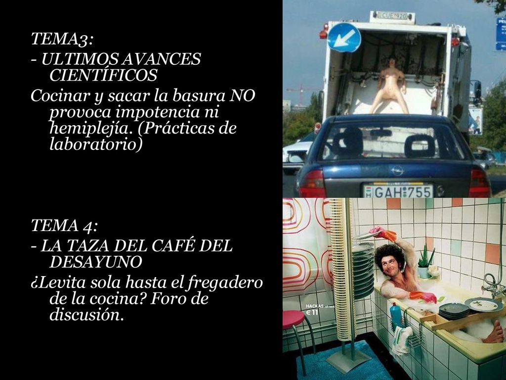 TEMA3: - ULTIMOS AVANCES CIENTÍFICOS. Cocinar y sacar la basura NO provoca impotencia ni hemiplejía. (Prácticas de laboratorio)