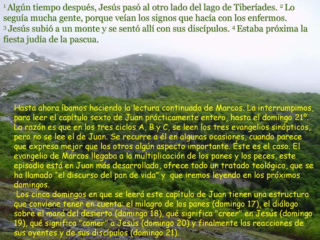 1 Algún tiempo después, Jesús pasó al otro lado del lago de Tiberíades