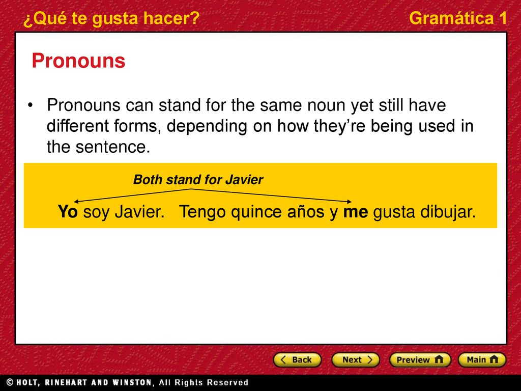 Pronouns Pronouns can stand for the same noun yet still have different forms, depending on how they’re being used in the sentence.