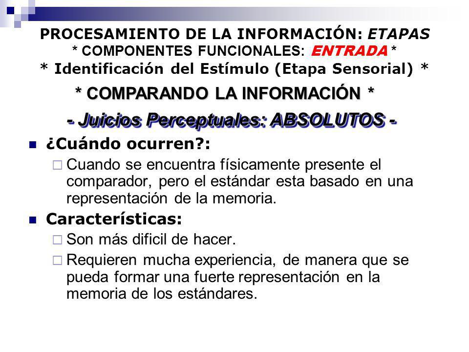 * COMPARANDO LA INFORMACIÓN * - Juicios Perceptuales: ABSOLUTOS -