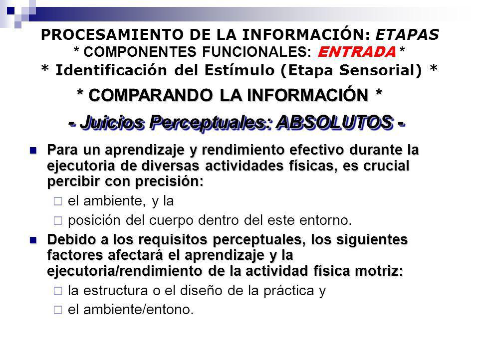 * COMPARANDO LA INFORMACIÓN * - Juicios Perceptuales: ABSOLUTOS -