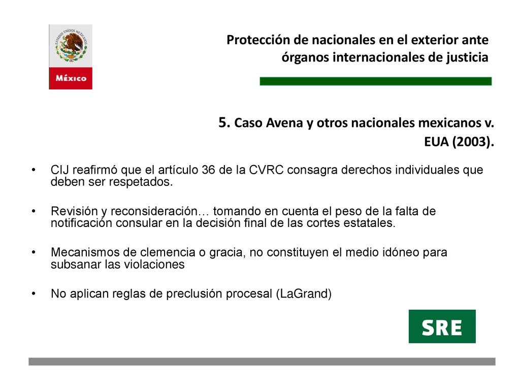 5. Caso Avena y otros nacionales mexicanos v. EUA (2003).