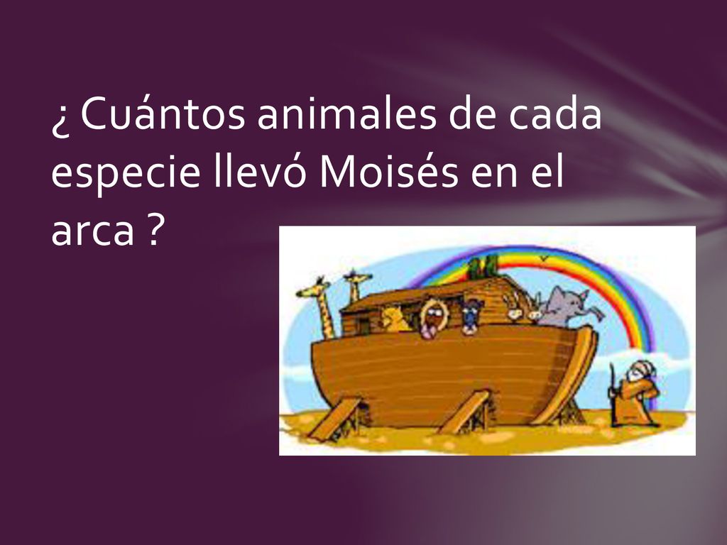 ¿ Cuántos animales de cada especie llevó Moisés en el arca