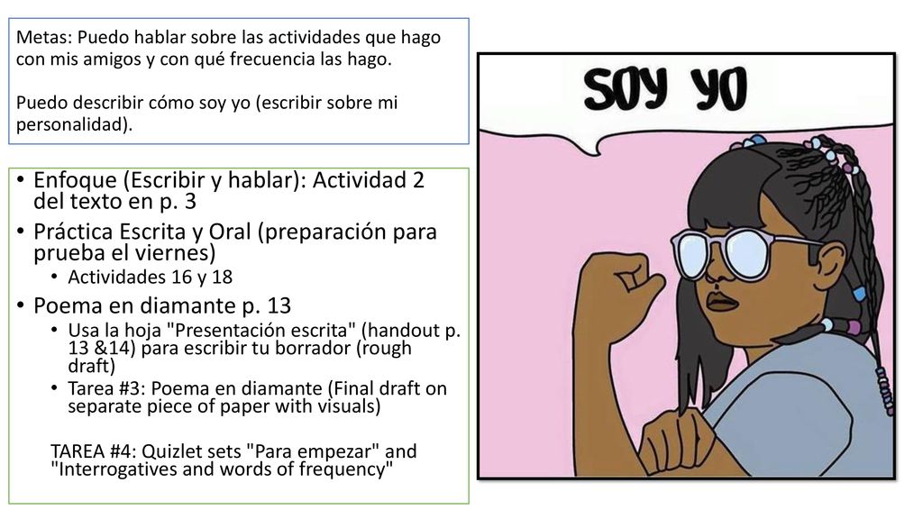 Enfoque (Escribir y hablar): Actividad 2 del texto en p. 3