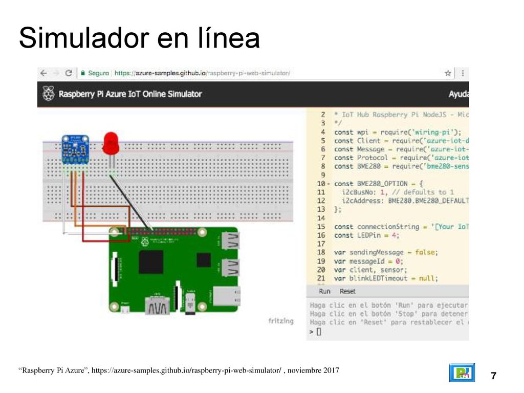 Simulador en línea Raspberry Pi Azure ,   , noviembre