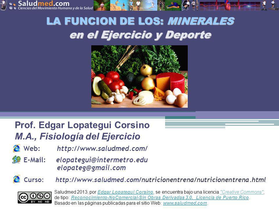 LA FUNCION DE LOS: MINERALES en el Ejercicio y Deporte