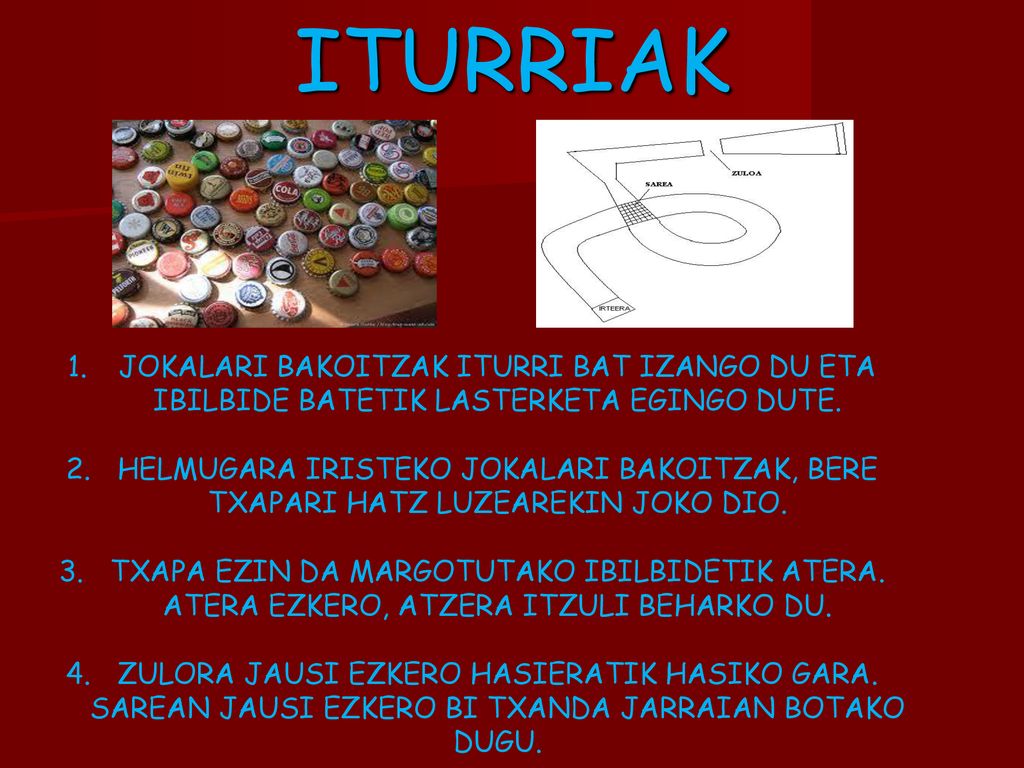 ITURRIAK JOKALARI BAKOITZAK ITURRI BAT IZANGO DU ETA IBILBIDE BATETIK LASTERKETA EGINGO DUTE.