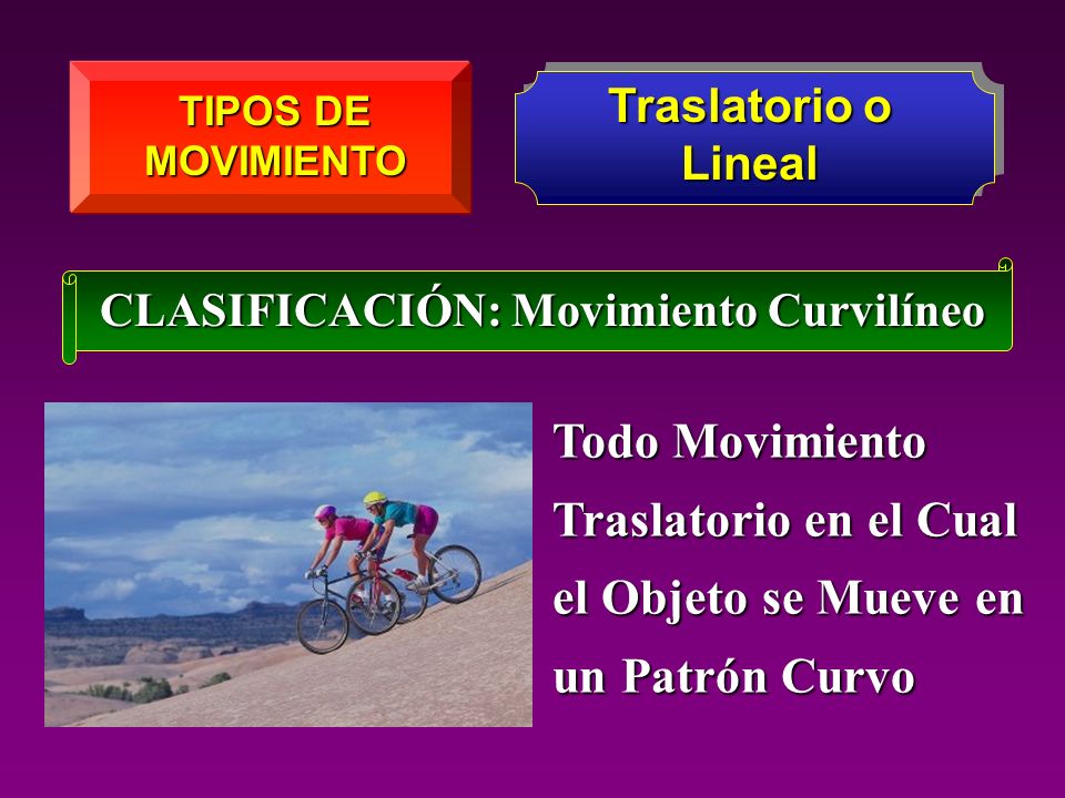 Traslatorio o Lineal TIPOS DE MOVIMIENTO. CLASIFICACIÓN: Movimiento Curvilíneo.