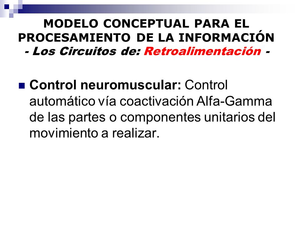 MODELO CONCEPTUAL PARA EL PROCESAMIENTO DE LA INFORMACIÓN - Los Circuitos de: Retroalimentación -