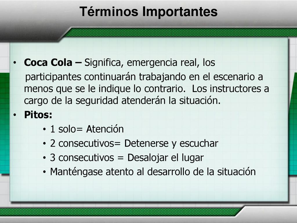 Términos Importantes Coca Cola – Significa, emergencia real, los