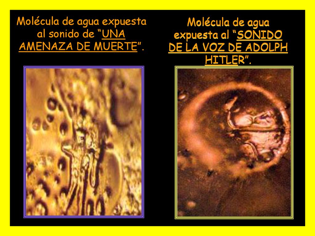 Molécula de agua expuesta al sonido de UNA AMENAZA DE MUERTE .