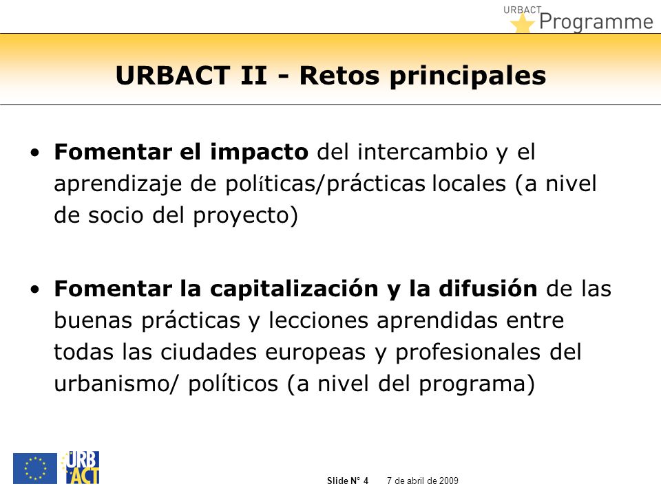 URBACT II - Retos principales