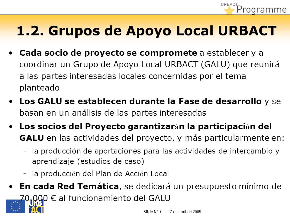 1.2. Grupos de Apoyo Local URBACT