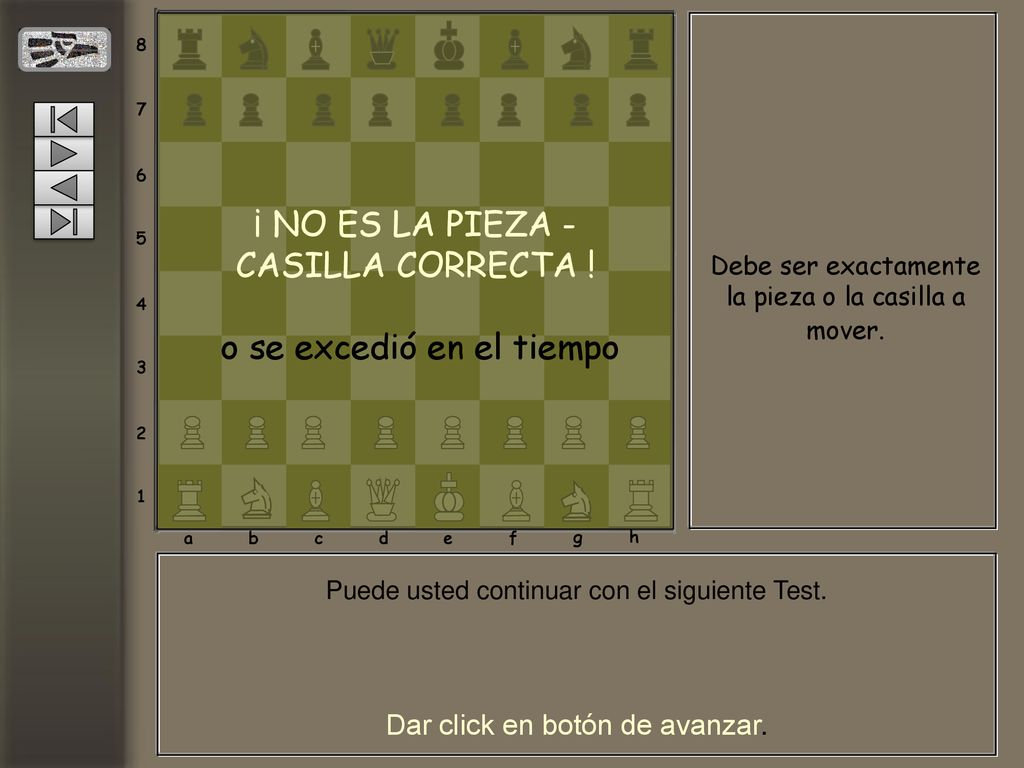¡ NO ES LA PIEZA - CASILLA CORRECTA !