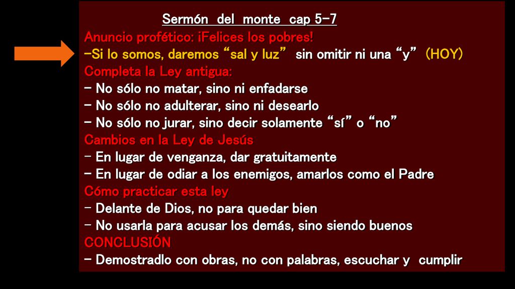 Sermón del monte cap 5-7 Anuncio profético: ¡Felices los pobres
