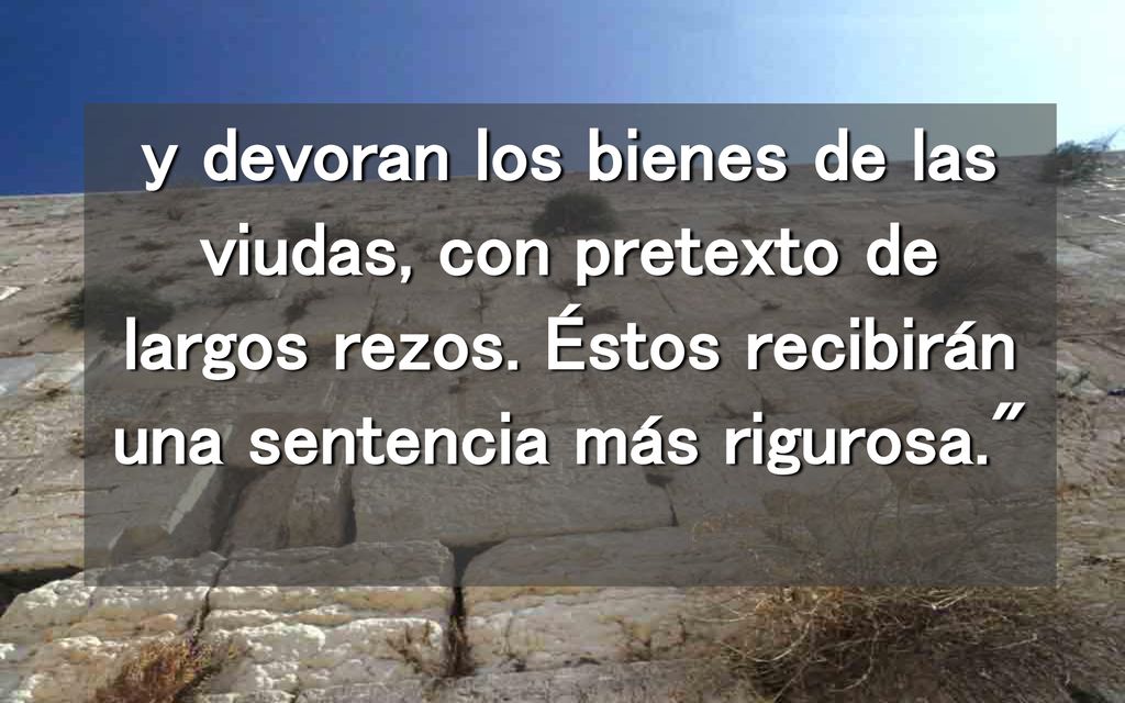 y devoran los bienes de las viudas, con pretexto de largos rezos