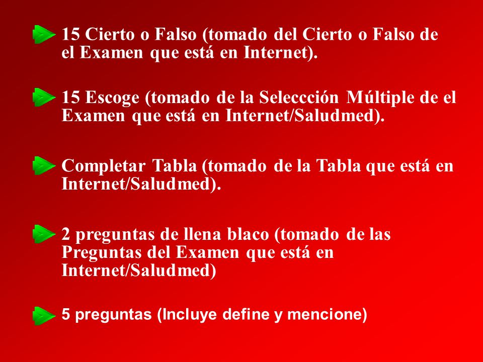 Completar Tabla (tomado de la Tabla que está en Internet/Saludmed).