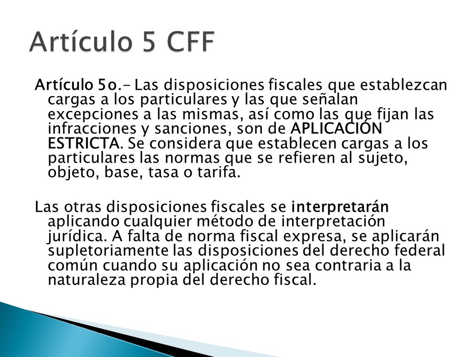 Artículo 5 CFF