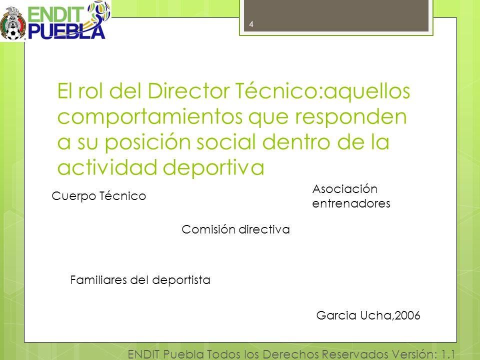 4 El rol del Director Técnico:aquellos comportamientos que responden a su posición social dentro de la actividad deportiva.