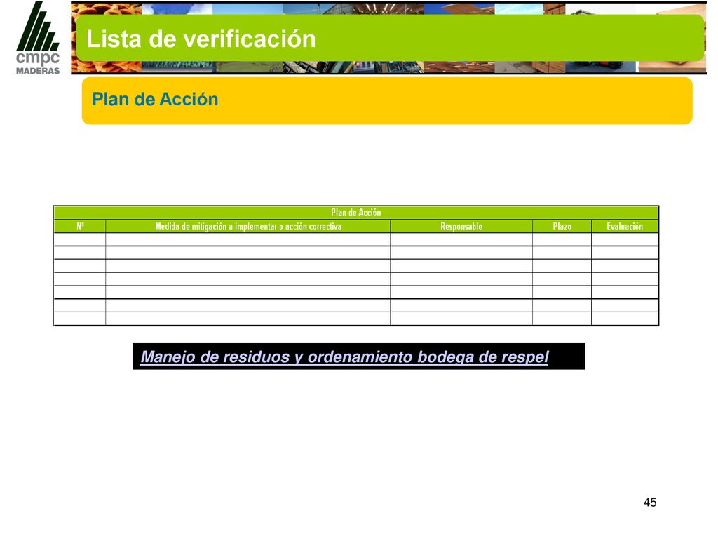 Lista de verificación Plan de Acción