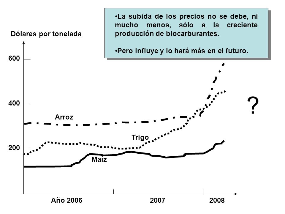 La subida de los precios no se debe, ni mucho menos, sólo a la creciente producción de biocarburantes.