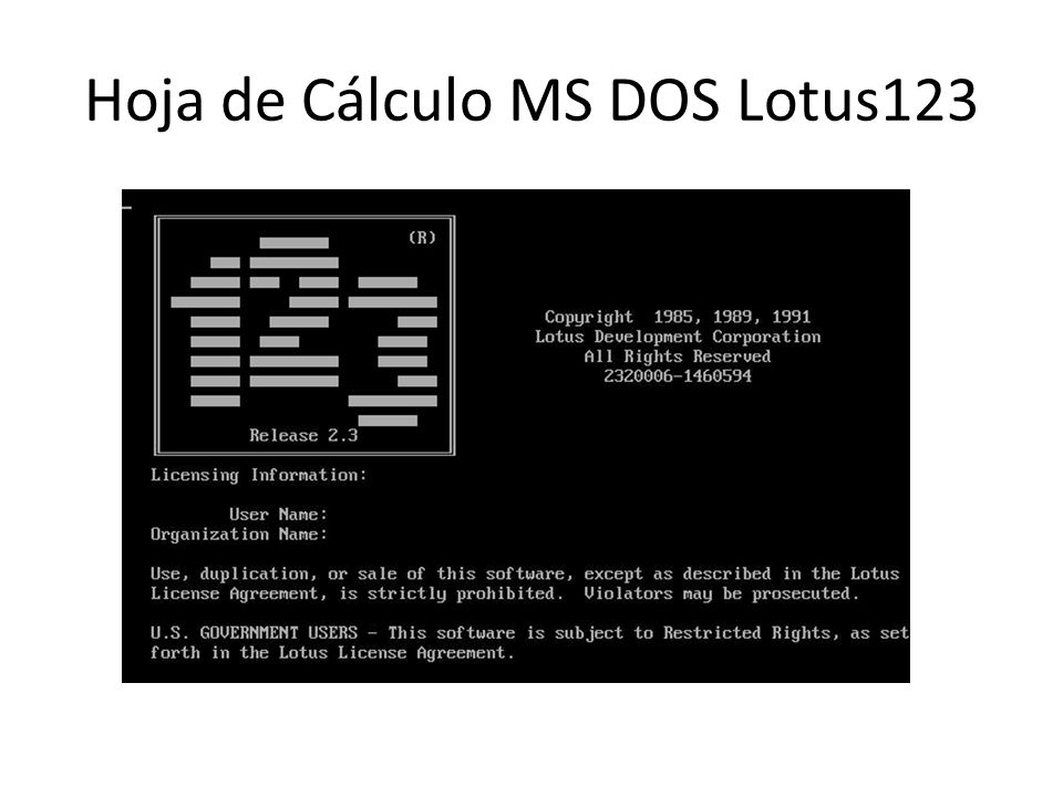Hoja de Cálculo MS DOS Lotus123