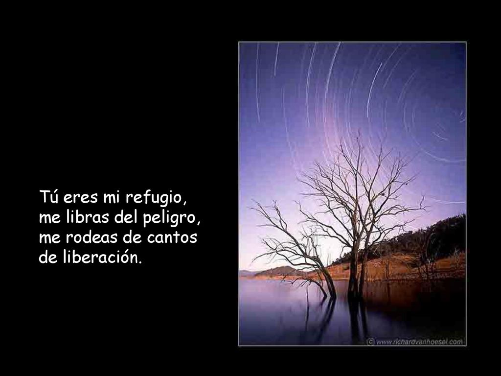 Tú eres mi refugio, me libras del peligro, me rodeas de cantos de liberación.