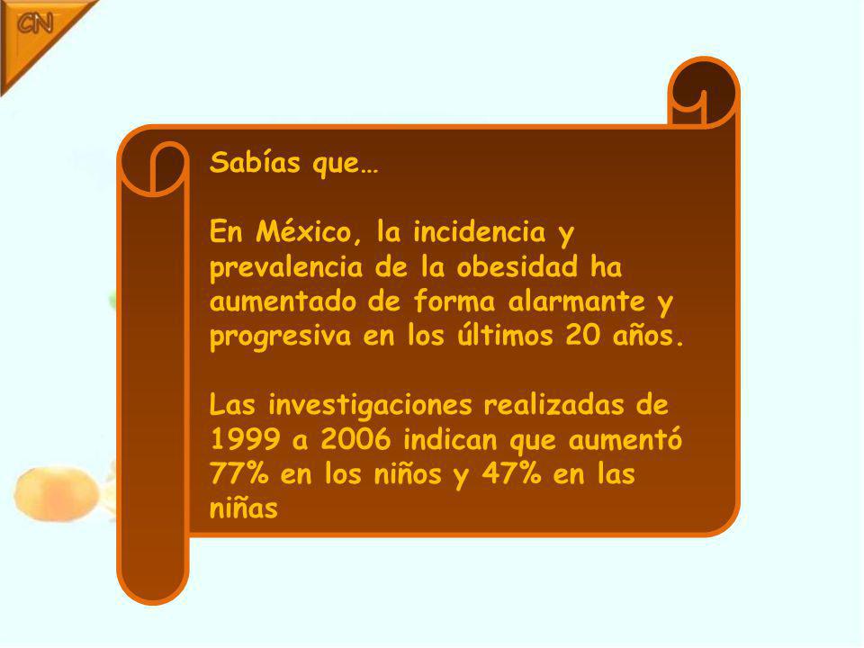 Sabías que… En México, la incidencia y prevalencia de la obesidad ha aumentado de forma alarmante y progresiva en los últimos 20 años.