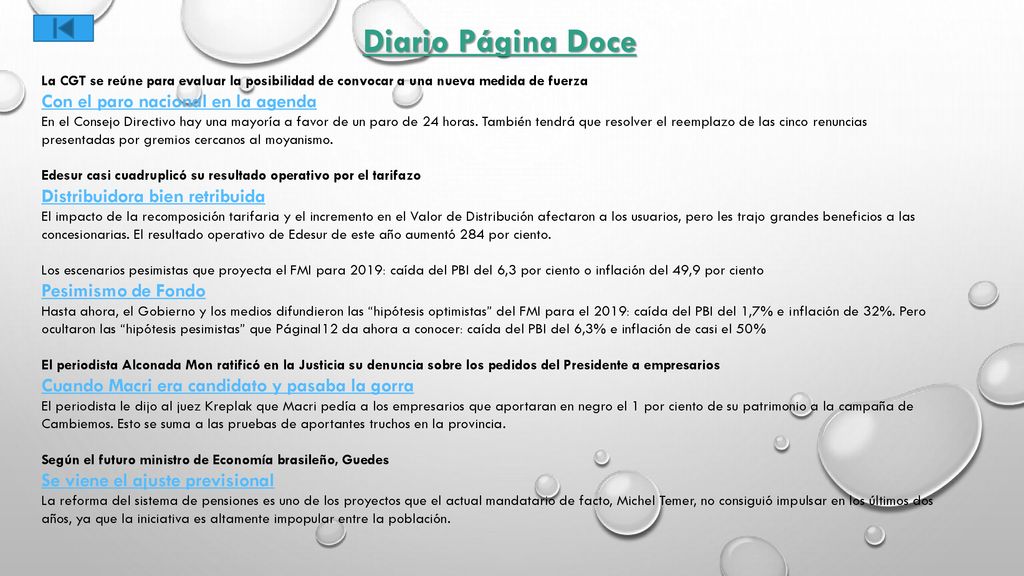 Diario Página Doce Con el paro nacional en la agenda