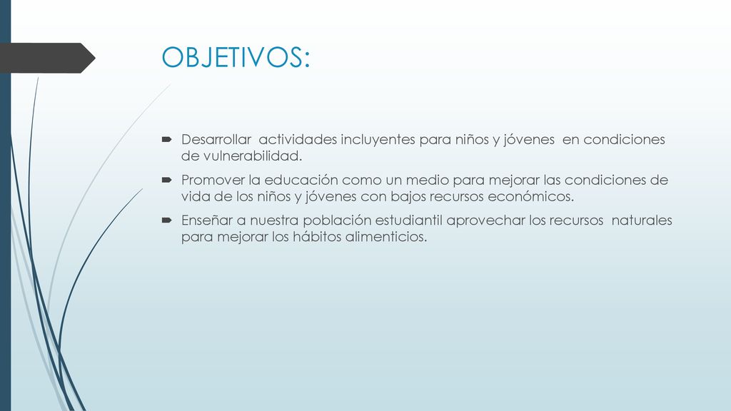 OBJETIVOS: Desarrollar actividades incluyentes para niños y jóvenes en condiciones de vulnerabilidad.