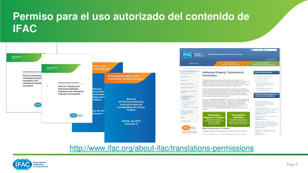Permiso para el uso autorizado del contenido de IFAC