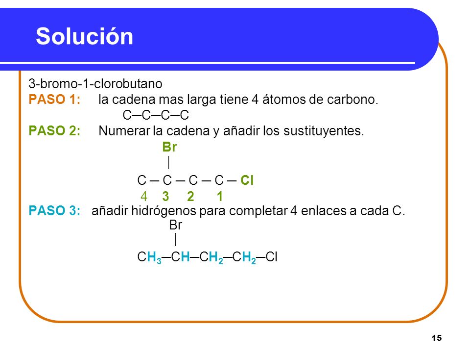 Solución 3-bromo-1-clorobutano