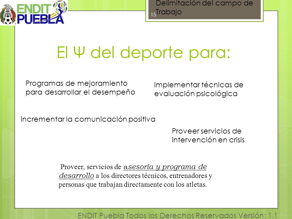 El Ψ del deporte para: Delimitación del campo de Trabajo