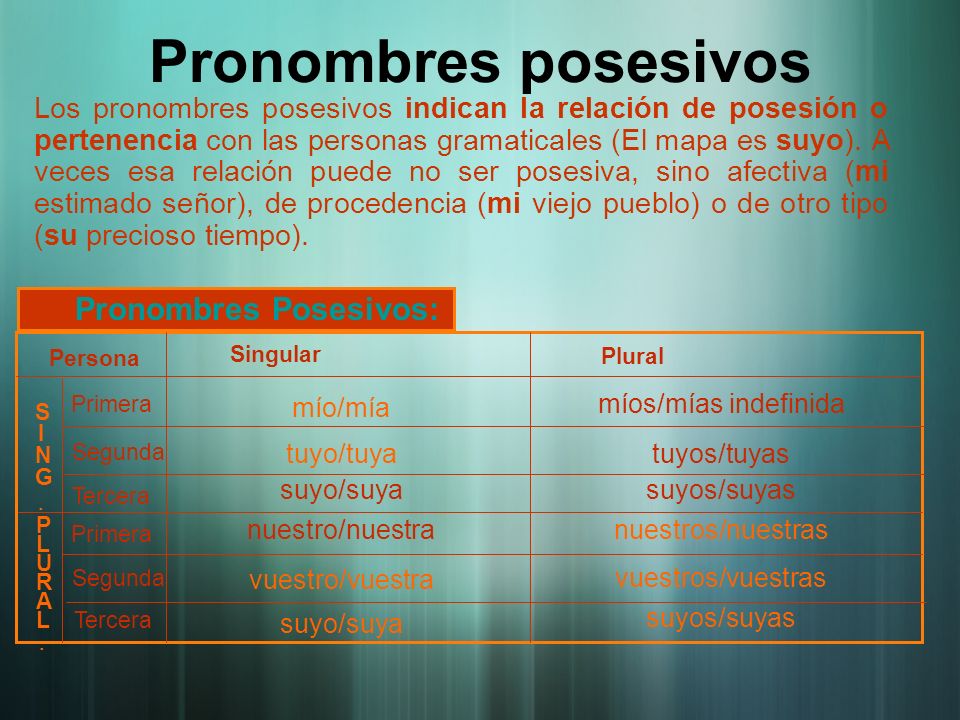 Pronombres Posesivos: