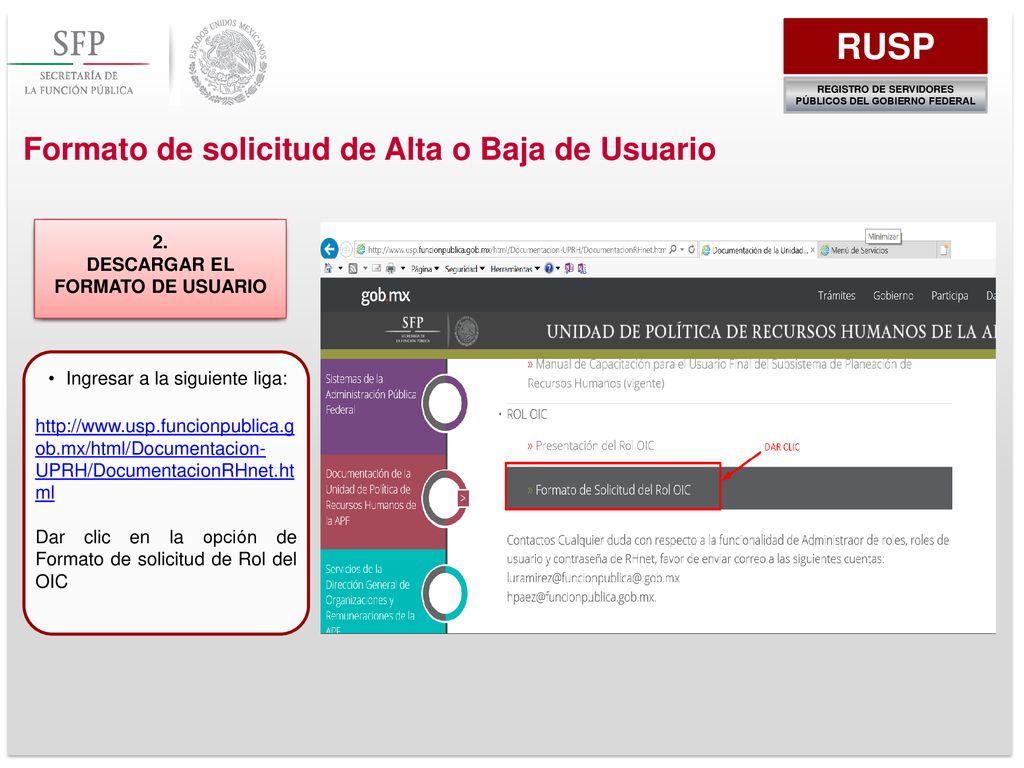 RUSP Formato de solicitud de Alta o Baja de Usuario 2.