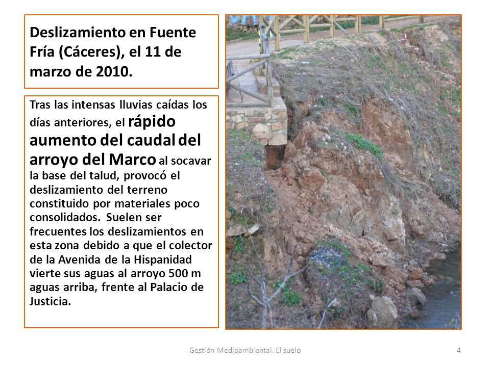 Deslizamiento en Fuente Fría (Cáceres), el 11 de marzo de 2010.