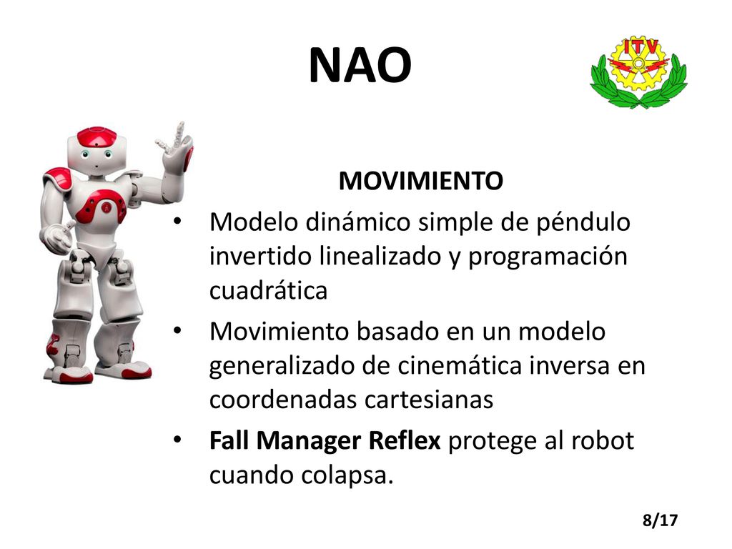 NAO MOVIMIENTO. Modelo dinámico simple de péndulo invertido linealizado y programación cuadrática.