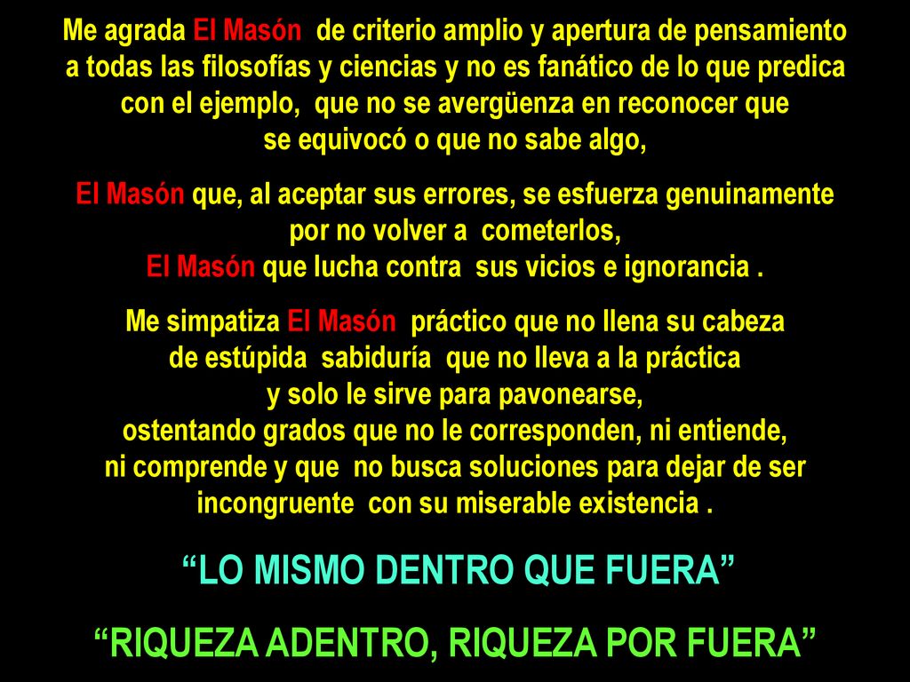LO MISMO DENTRO QUE FUERA RIQUEZA ADENTRO, RIQUEZA POR FUERA