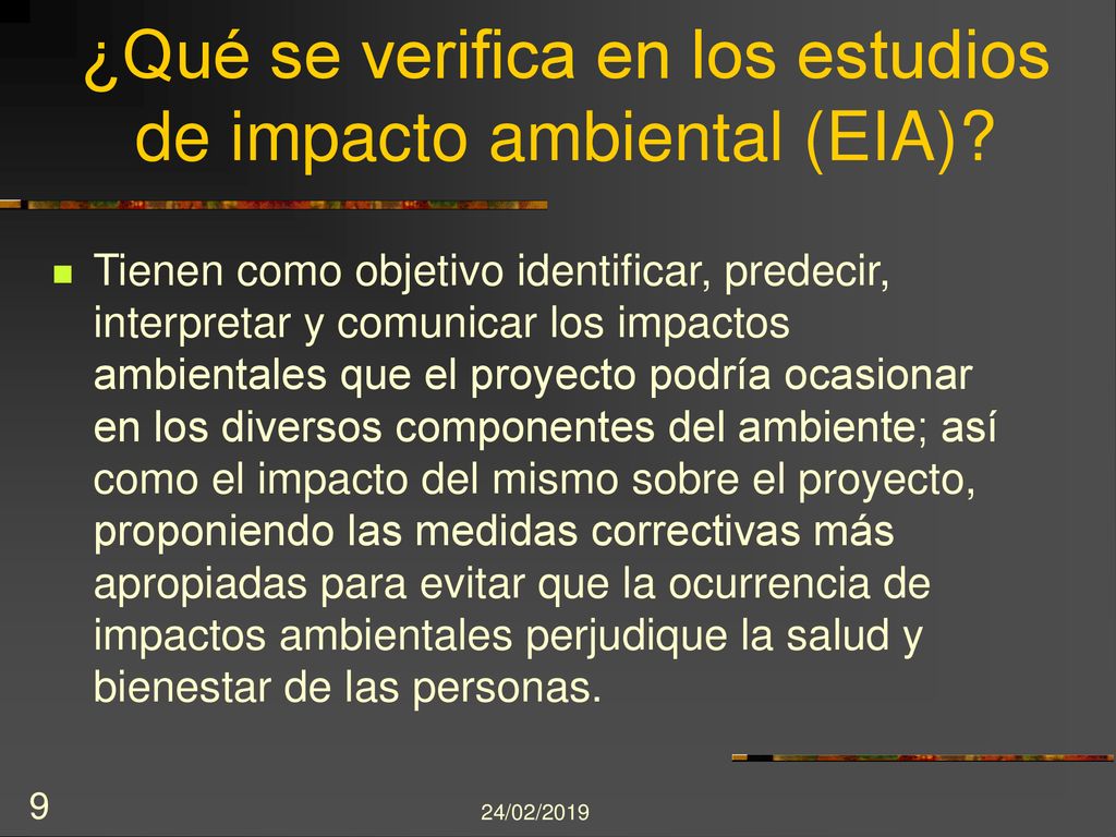 ¿Qué se verifica en los estudios de impacto ambiental (EIA)