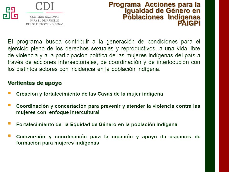 Programa Acciones para la Igualdad de Género en Poblaciones Indígenas PAIGPI