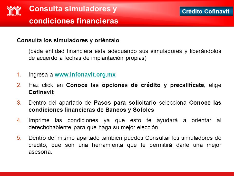 Consulta simuladores y condiciones financieras